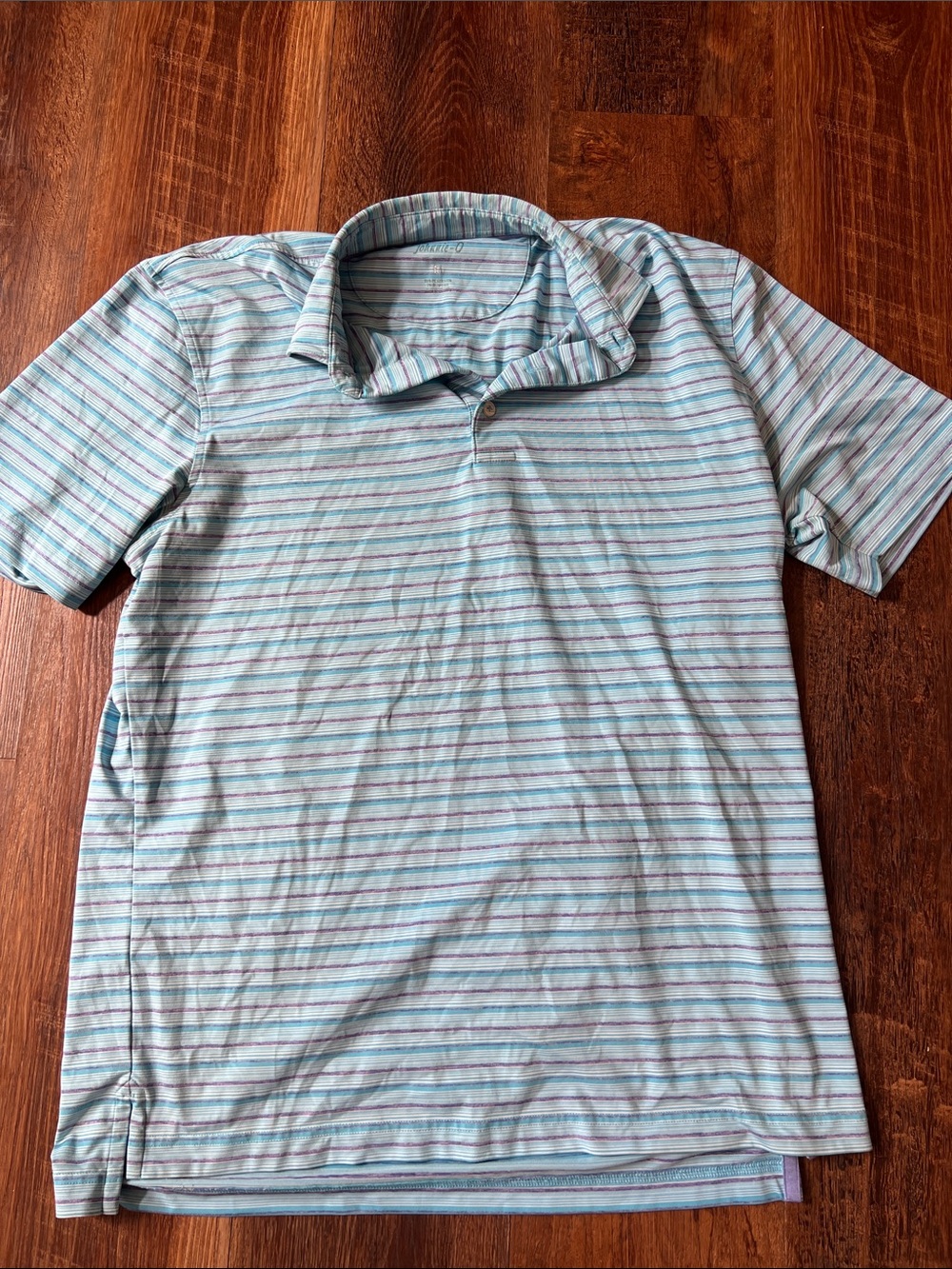 Johnnie-O Men's Light Blue Striped Polo Shirt